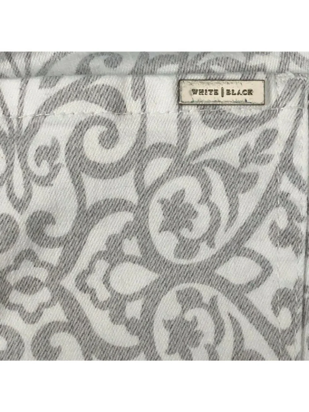 White House Black Market Pants Womens 2R Gray Paisley Slim Ankle Fit Rhinestones - Picture 9 of 10